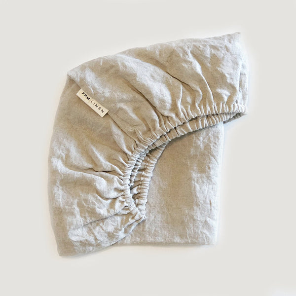 7pm Linen Fitted Sheet- Natural
