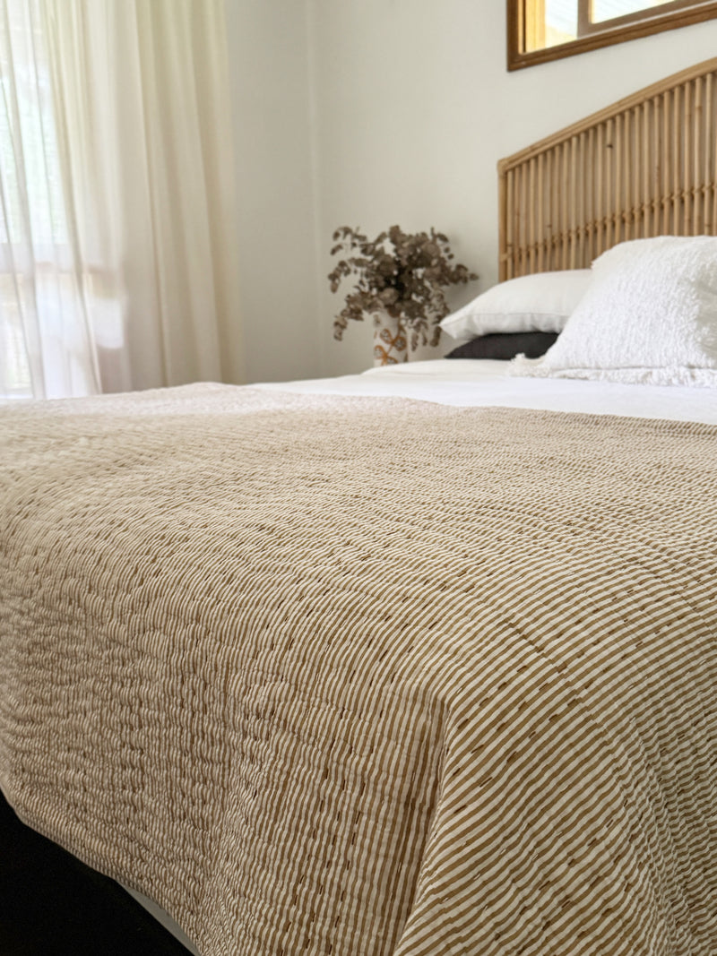 Saffron Stripe Kantha Quilt (QUEEN-KING) – Garzie May