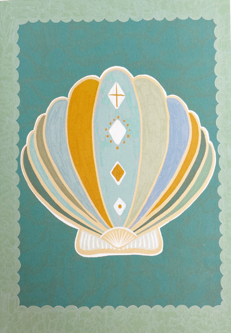 Sea Goddess Shell (Turquoise) - Greeting Card