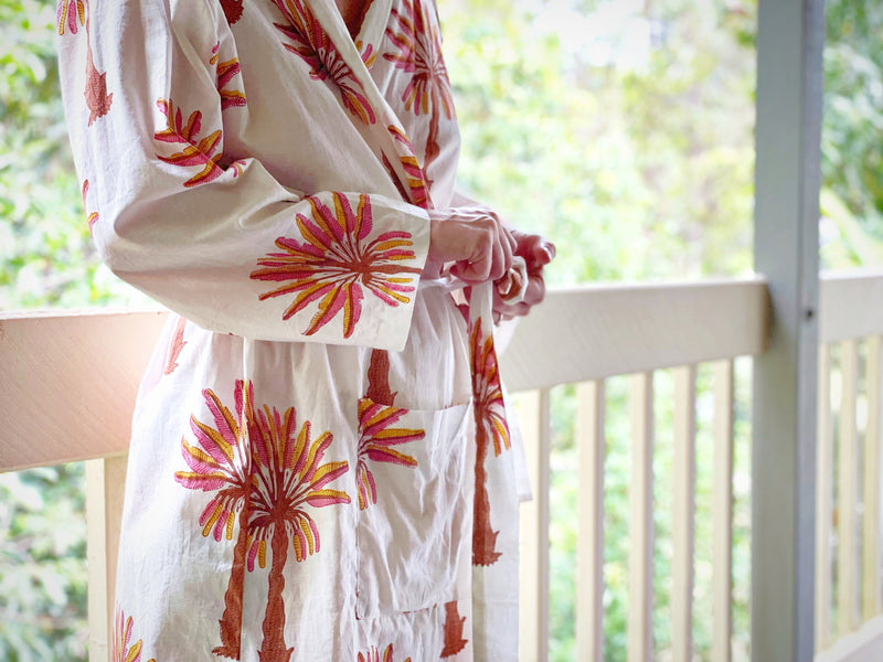 (SECONDS) Cotton Robe- Peachy Palm