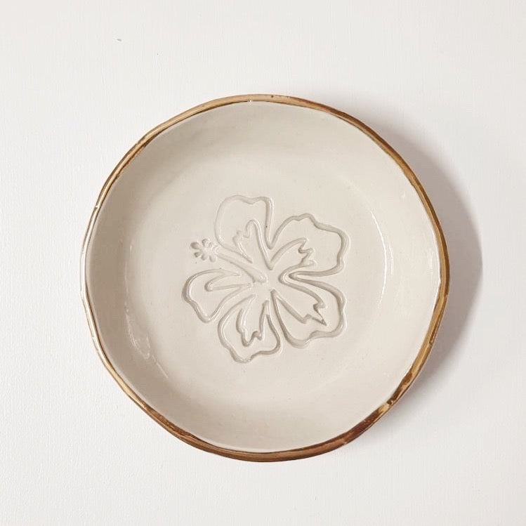 Medium Trinket Plate - Hibiscus