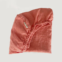 7pm Linen Fitted Sheet- Coral