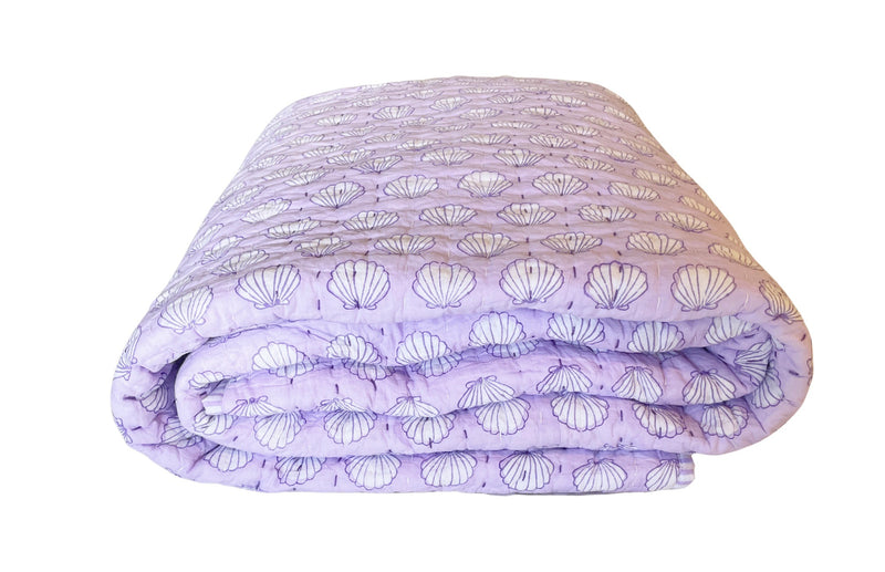 Seashore Kantha Quilt- Lilac (QUEEN-KING) *PRE-ORDER*