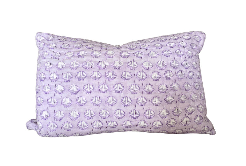 Seashore Kantha Pillow Cover- Lilac
